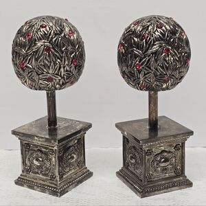 Vintage Godinger Silver Plated Red Rhinestones Embellished Salt & Pepper Shakers